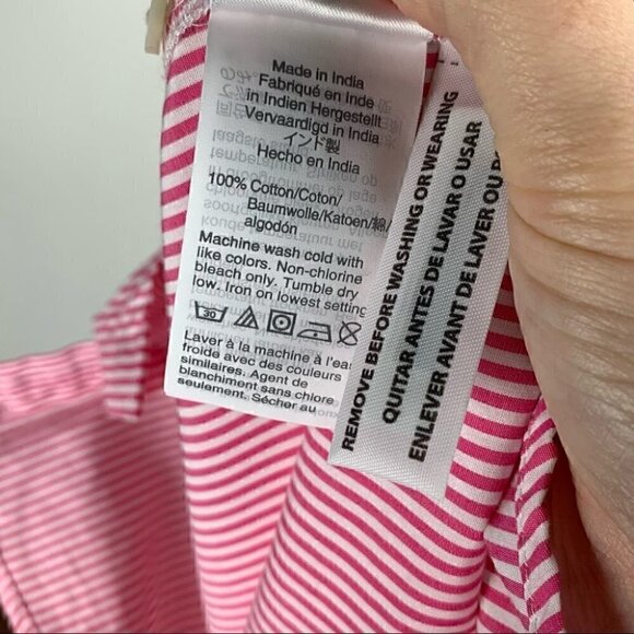 J Crew Re-imagined top style as700 size XS pink white pinstriped ruffle - Picture 11 of 13